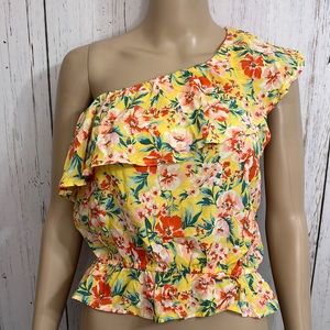 American Eagle One Shoulder Floral Top